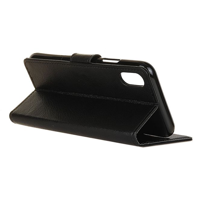 ZTE Blade A3 (2020) Handy Hülle - Litchi Leder Bookcover Series - schwarz