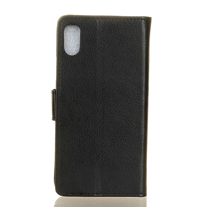 ZTE Blade A3 (2020) Handy Hülle - Litchi Leder Bookcover Series - schwarz