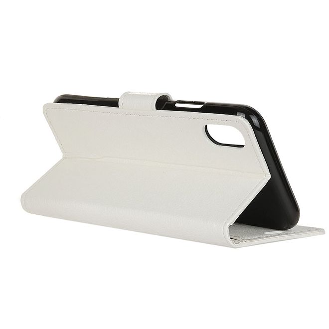 ZTE Blade A3 (2020) Handy Hülle - Litchi Leder Bookcover Series - weiss