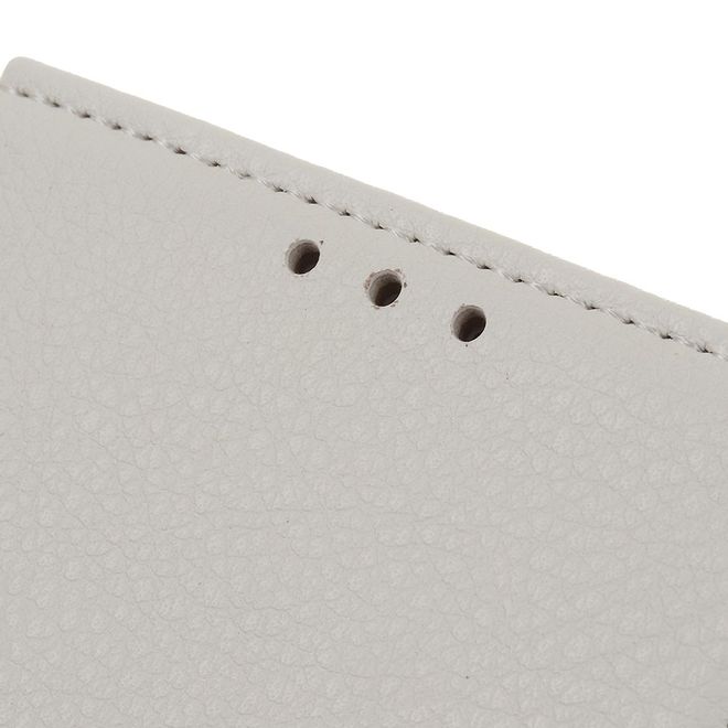 ZTE Blade A3 (2020) Handy Hülle - Litchi Leder Bookcover Series - weiss
