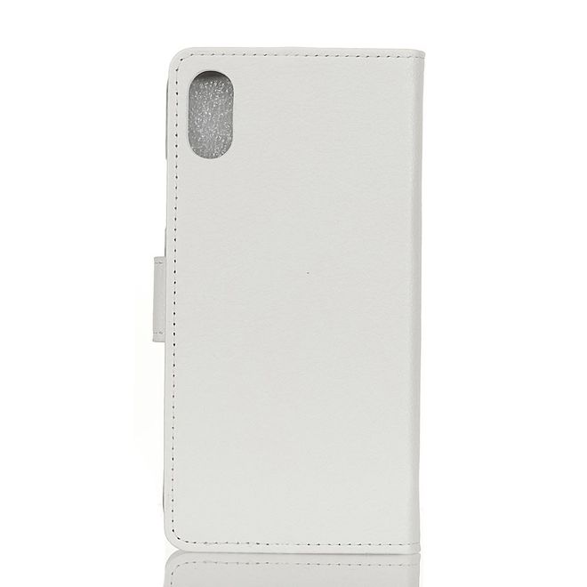 ZTE Blade A3 (2020) Handy Hülle - Litchi Leder Bookcover Series - weiss