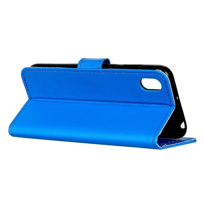 ZTE Blade A3 (2020) Handy Hülle - Litchi Leder Bookcover Series - blau