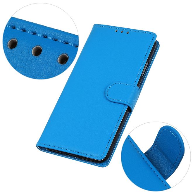 ZTE Blade A3 (2020) Handy Hülle - Litchi Leder Bookcover Series - blau