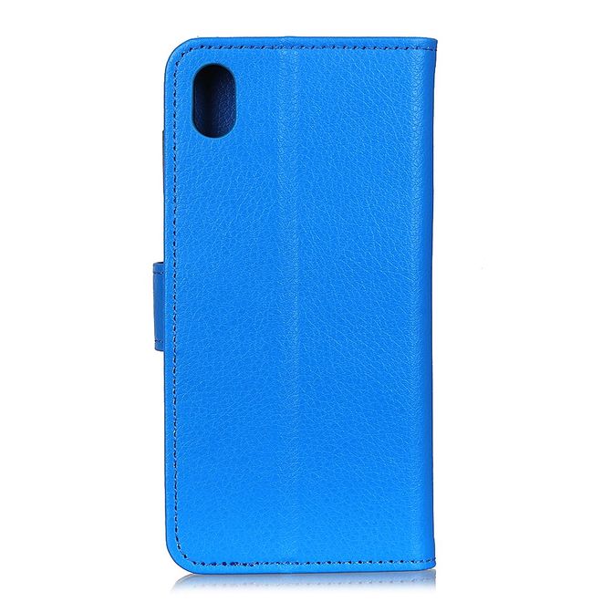 ZTE Blade A3 (2020) Handy Hülle - Litchi Leder Bookcover Series - blau
