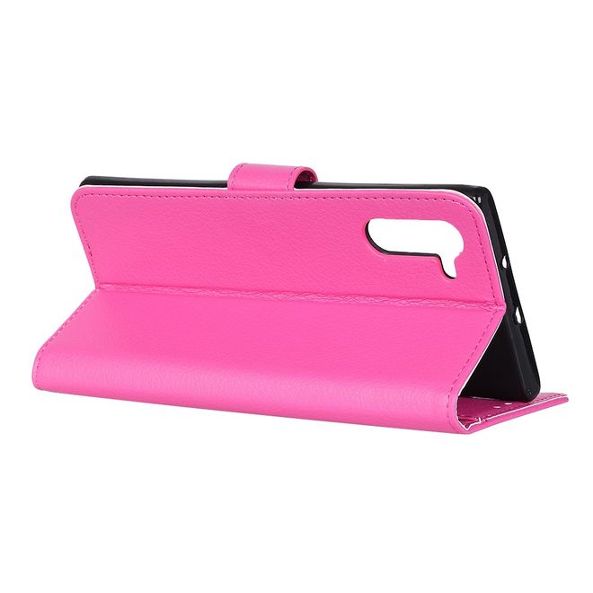 Oppo Realme 6 Pro Handy Hülle - Litchi Leder Bookcover Series - rosa