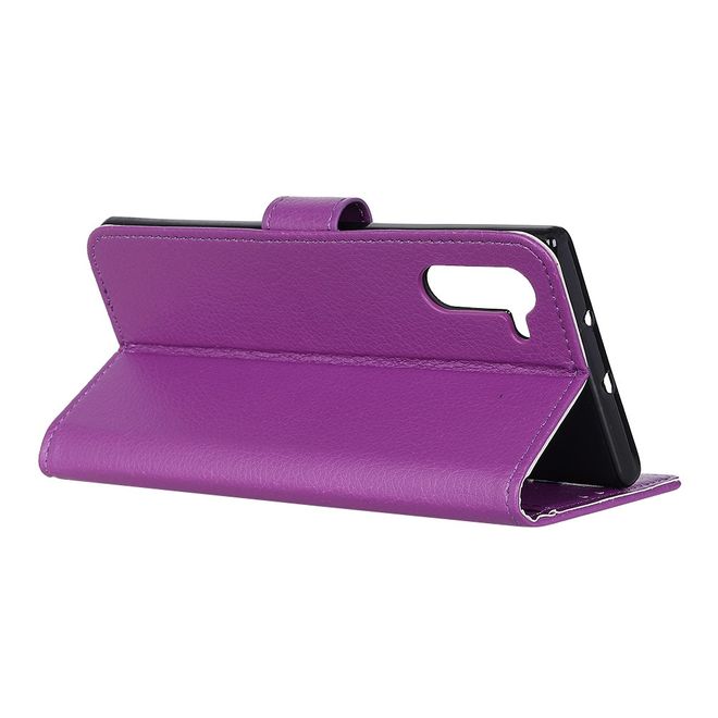 Oppo Realme 6 Pro Handy Hülle - Litchi Leder Bookcover Series - purpur