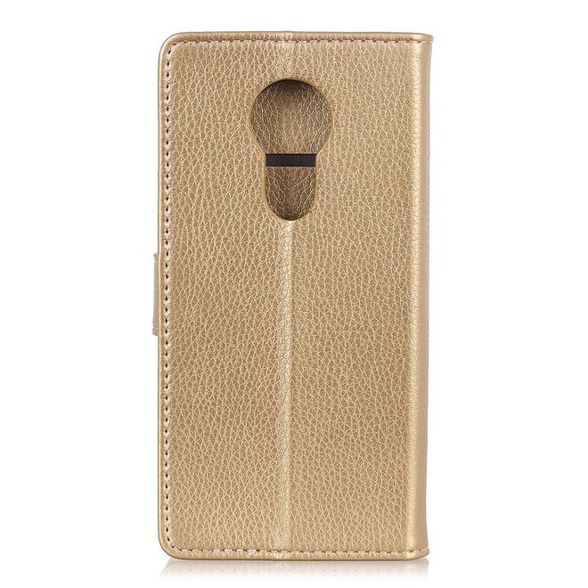 Nokia 5.3 Handy Hülle - Litchi Leder Bookcover Series - gold