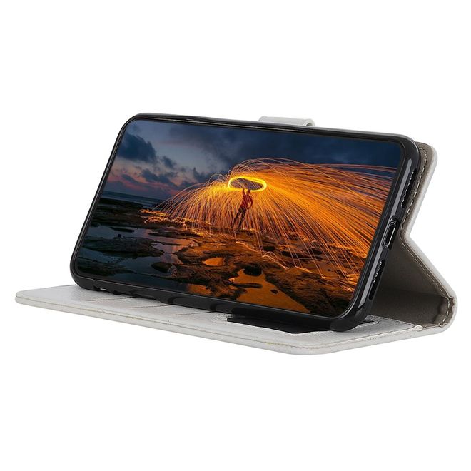 Nokia 5.3 Handy Hülle - Litchi Leder Bookcover Series - weiss