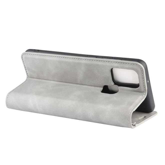 Samsung Galaxy A21s Handy Hülle - Classic V Leder Bookcover Series - grau