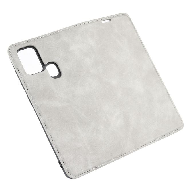 Samsung Galaxy A21s Handy Hülle - Classic V Leder Bookcover Series - grau
