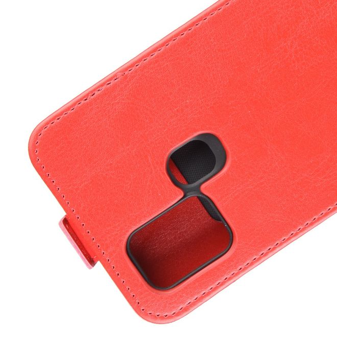 Samsung Galaxy A21s Handyhülle - Crazy Horse Leder Flipcase - vertikal - rot