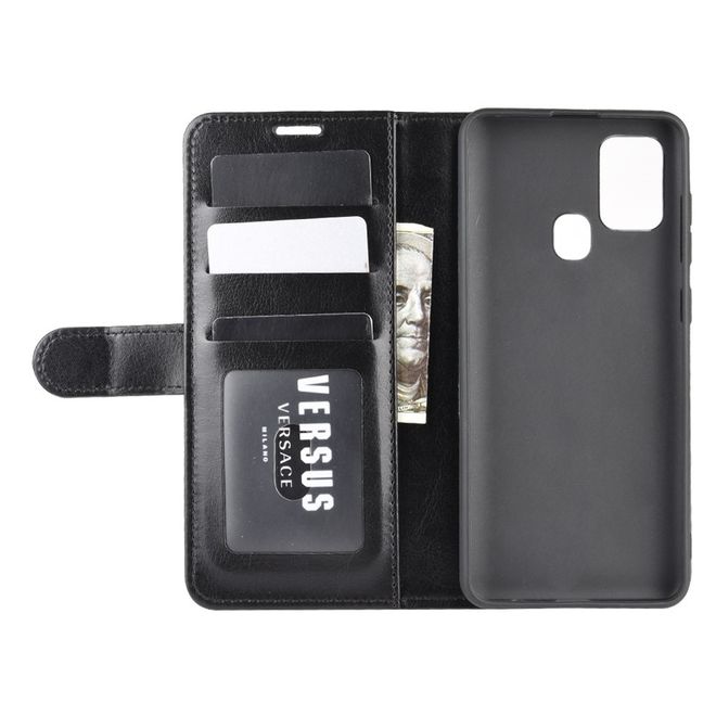 Samsung Galaxy A21s Handyhülle - Crazy Horse Leder Bookcover Series - schwarz