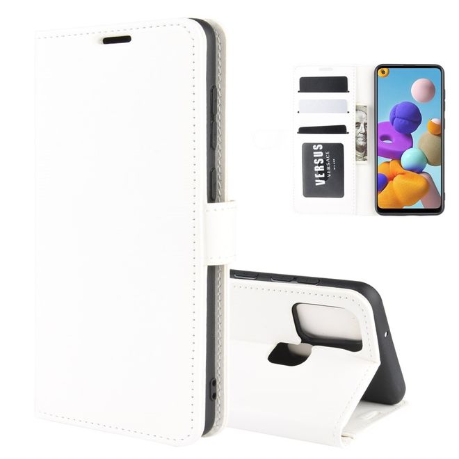 Samsung Galaxy A21s Handyhülle - Crazy Horse Leder Bookcover Series - weiss