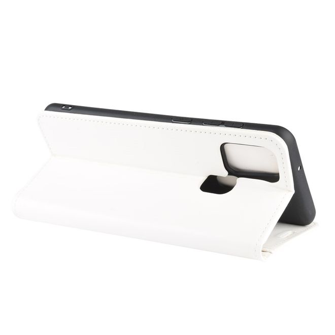 Samsung Galaxy A21s Handyhülle - Crazy Horse Leder Bookcover Series - weiss