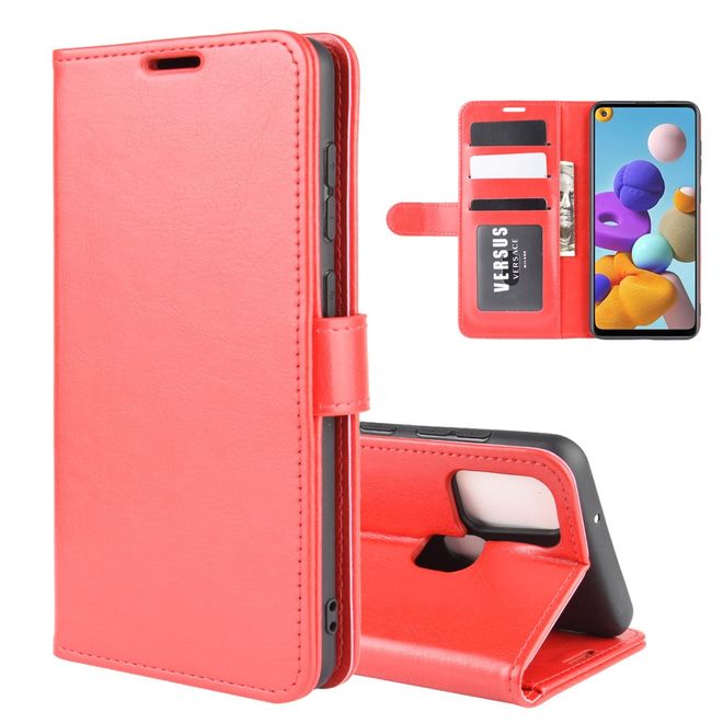 Samsung Galaxy A21s Handyhülle - Crazy Horse Leder Bookcover Series - rot