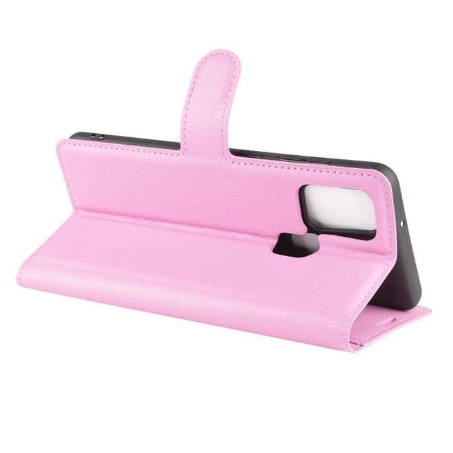 Samsung Galaxy A21s Handy Hülle - Litchi Leder Bookcover Series - pink