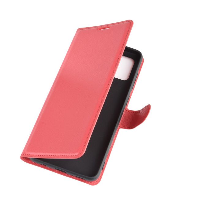 Samsung Galaxy A21s Handy Hülle - Litchi Leder Bookcover Series - rot