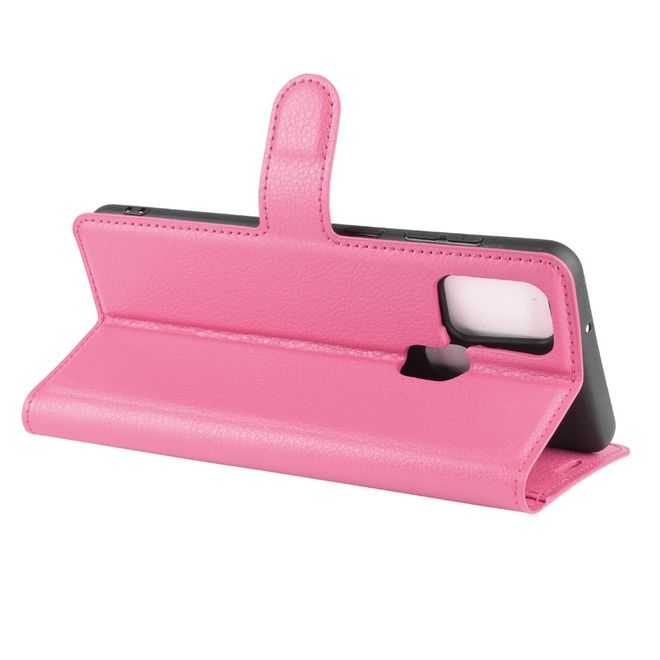 Samsung Galaxy A21s Handy Hülle - Litchi Leder Bookcover Series - rosa