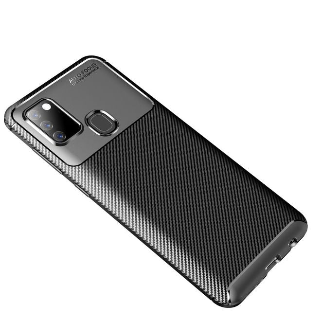 Samsung Galaxy A21s Handyhülle - Carbon Fiber TPU Softcase Series - schwarz