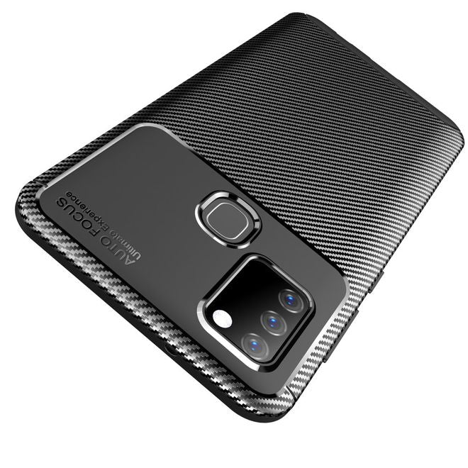 Samsung Galaxy A21s Handyhülle - Carbon Fiber TPU Softcase Series - schwarz