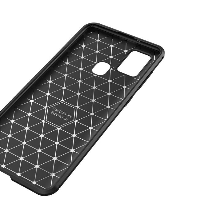 Samsung Galaxy A21s Handyhülle - Carbon Fiber TPU Softcase Series - schwarz