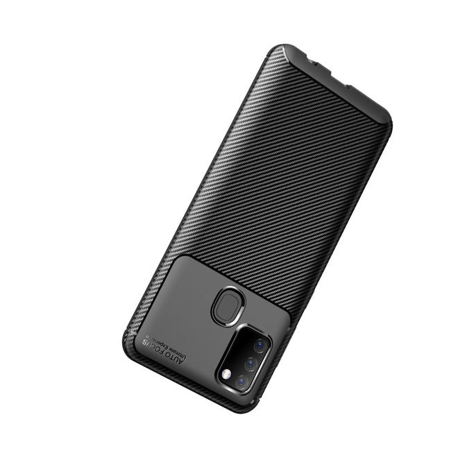 Samsung Galaxy A21s Handyhülle - Carbon Fiber TPU Softcase Series - schwarz