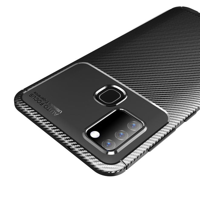 Samsung Galaxy A21s Handyhülle - Carbon Fiber TPU Softcase Series - schwarz