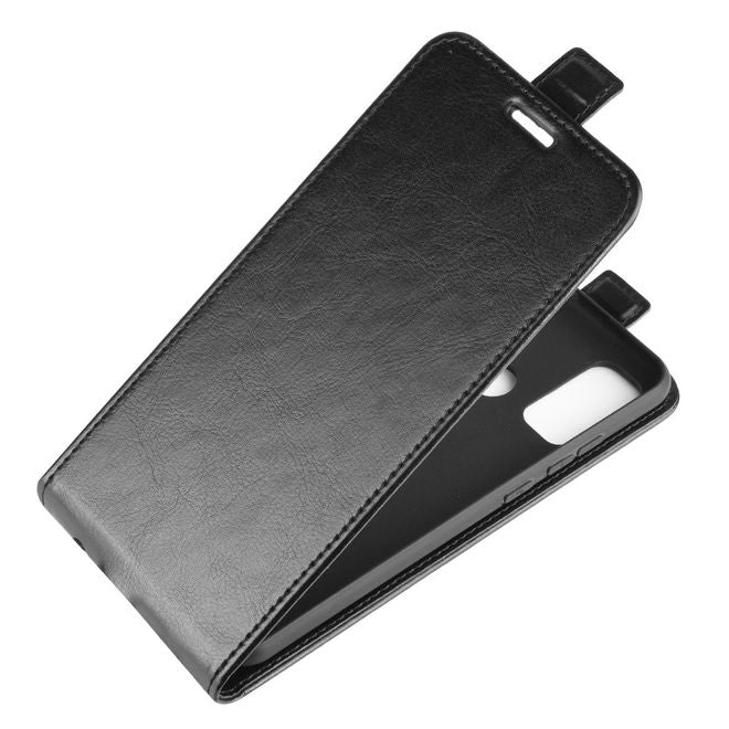 Huawei P smart 2020 Handyhülle - Crazy Horse Leder Flipcase - vertikal - schwarz