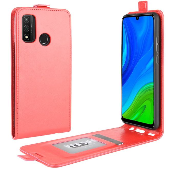 Huawei P smart 2020 Handyhülle - Crazy Horse Leder Flipcase - vertikal - rot