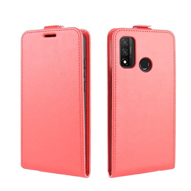 Huawei P smart 2020 Handyhülle - Crazy Horse Leder Flipcase - vertikal - rot