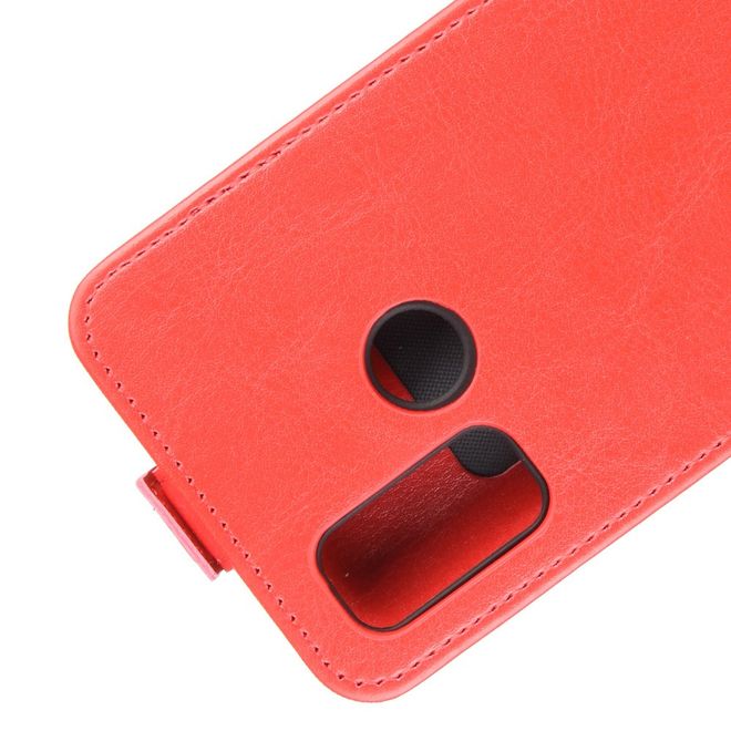 Huawei P smart 2020 Handyhülle - Crazy Horse Leder Flipcase - vertikal - rot