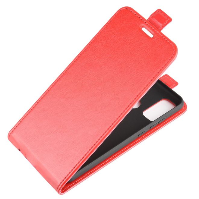 Huawei P smart 2020 Handyhülle - Crazy Horse Leder Flipcase - vertikal - rot