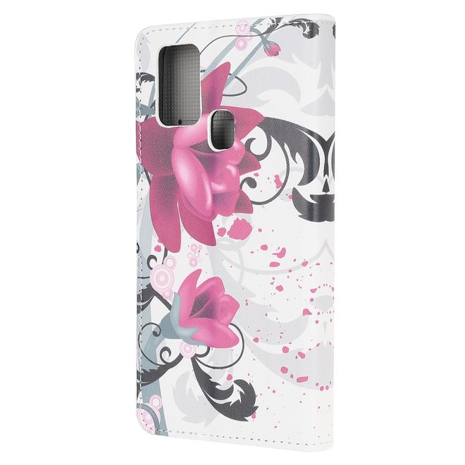 Huawei P smart 2020 Handy Hülle - Leder Bookcover - mit Standfunktion - Lotus Blume