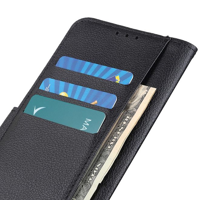 Motorola Moto G Pro Handy Hülle - Litchi Leder Bookcover II Series - schwarz