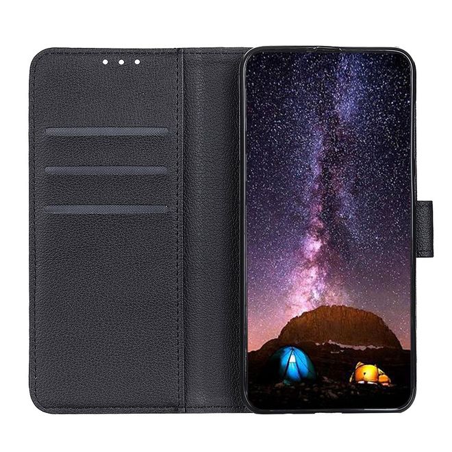 Motorola Moto G Pro Handy Hülle - Litchi Leder Bookcover II Series - schwarz