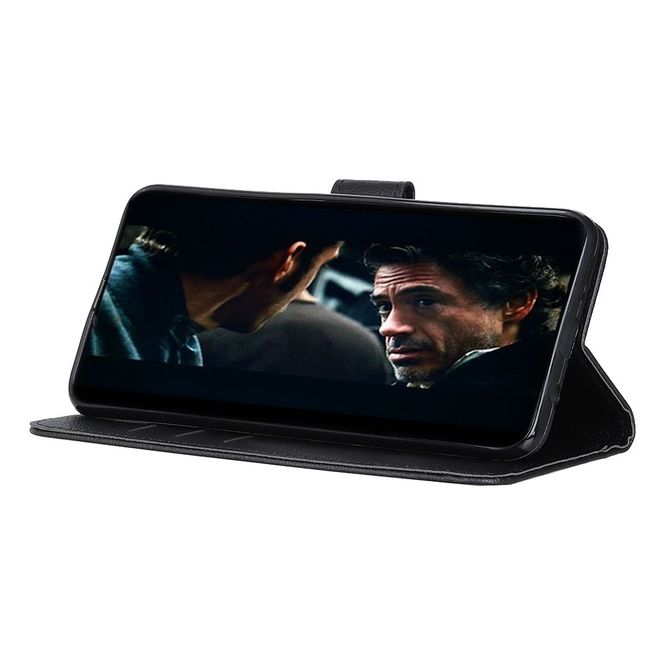 Motorola Moto G Pro Handy Hülle - Litchi Leder Bookcover II Series - schwarz