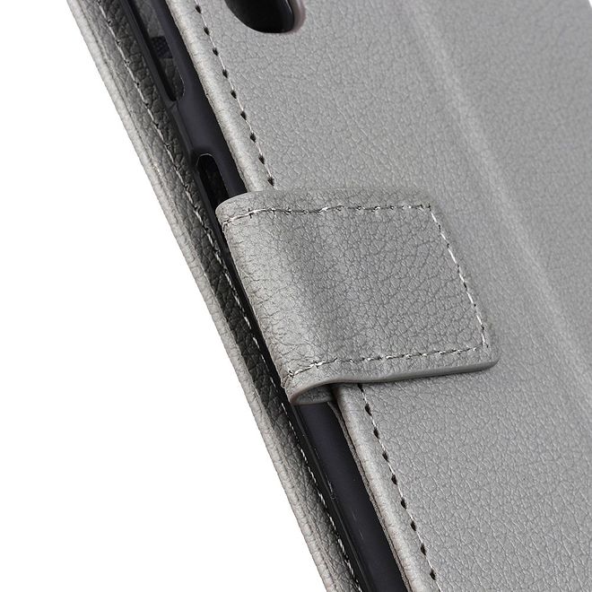Motorola Moto G Pro Handy Hülle - Litchi Leder Bookcover II Series - grau