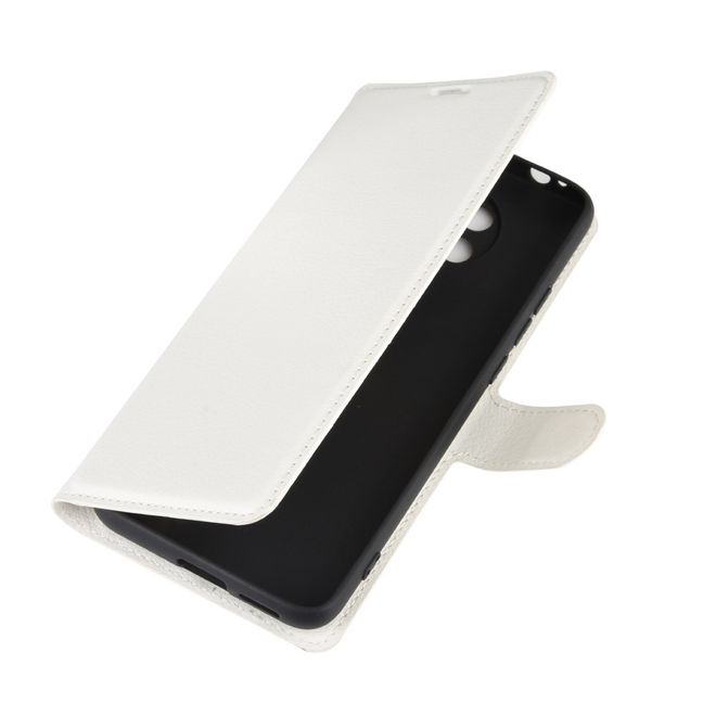 Xiaomi Poco F2 Pro Handy Hülle - Litchi Leder Bookcover Series - weiss