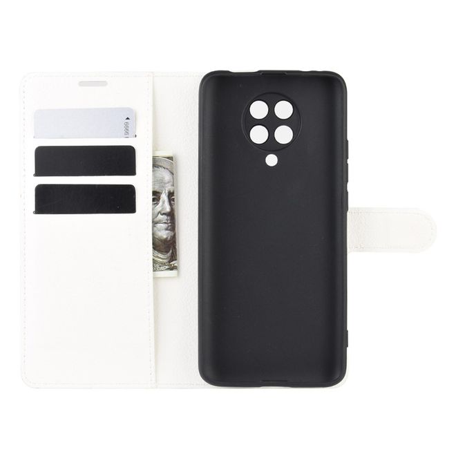 Xiaomi Poco F2 Pro Handy Hülle - Litchi Leder Bookcover Series - weiss