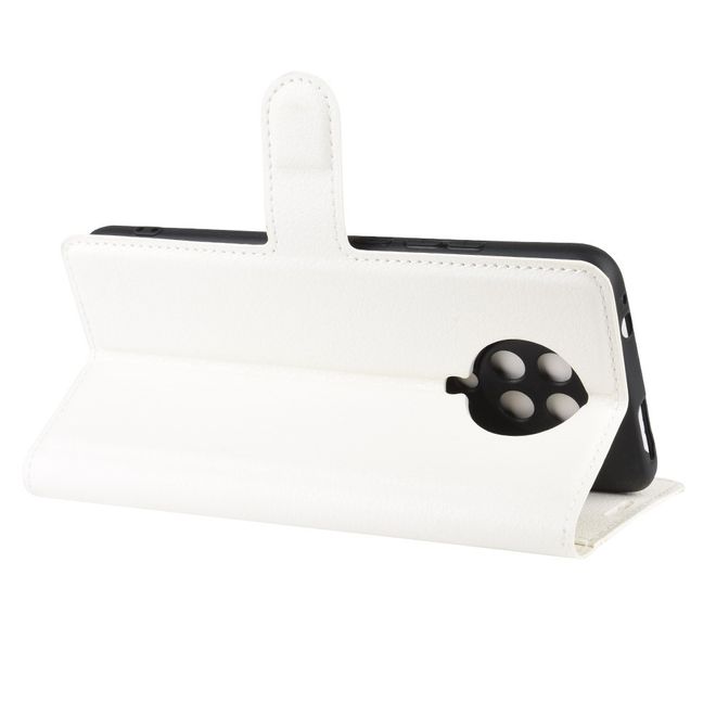 Xiaomi Poco F2 Pro Handy Hülle - Litchi Leder Bookcover Series - weiss