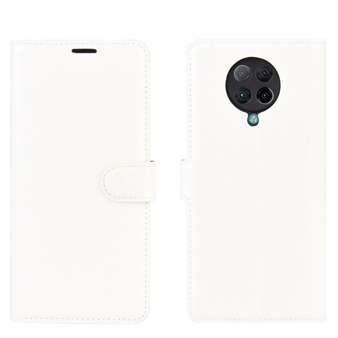 Xiaomi Poco F2 Pro Handy Hülle - Litchi Leder Bookcover Series - weiss
