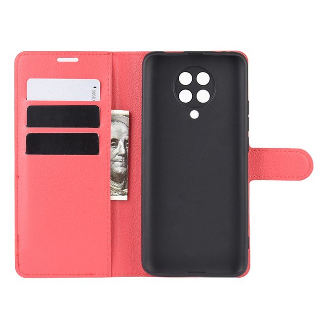 Xiaomi Poco F2 Pro Handy Hülle - Litchi Leder Bookcover Series - rot