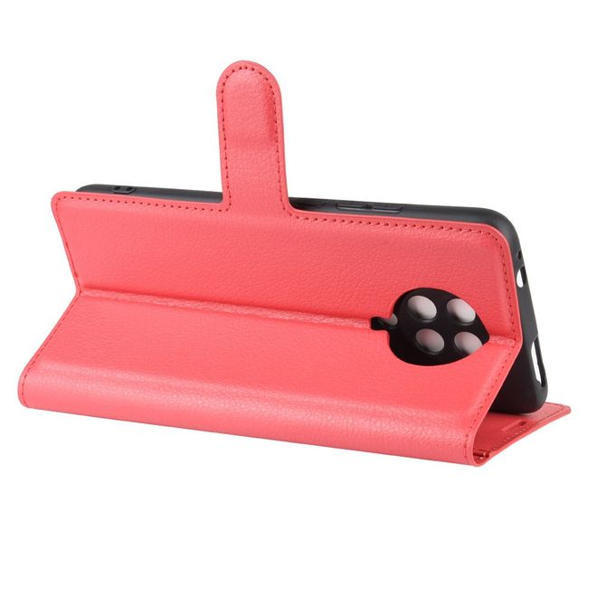 Xiaomi Poco F2 Pro Handy Hülle - Litchi Leder Bookcover Series - rot