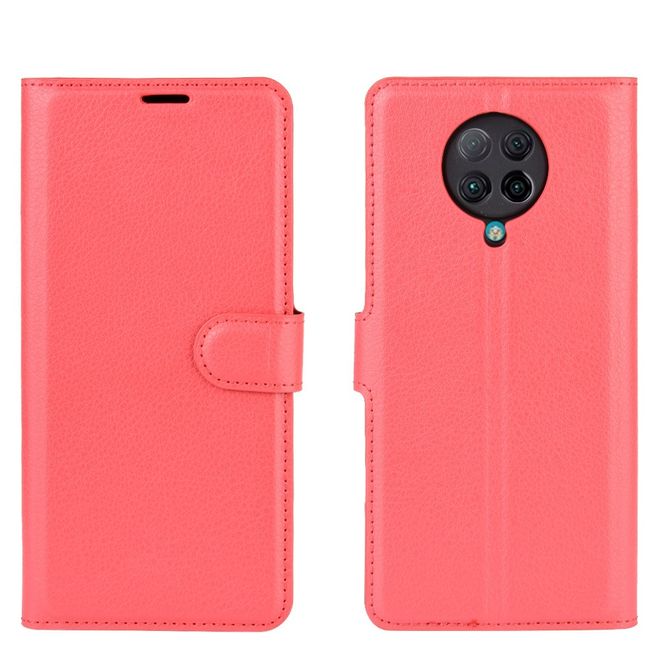Xiaomi Poco F2 Pro Handy Hülle - Litchi Leder Bookcover Series - rot