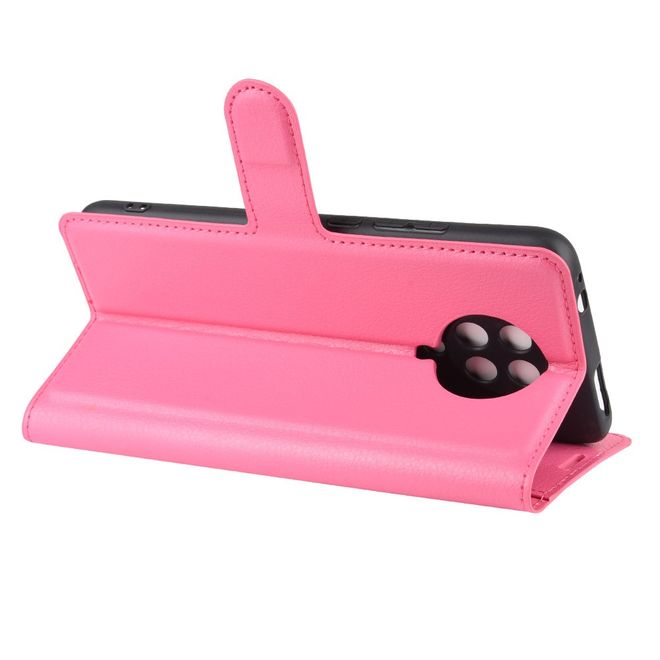 Xiaomi Poco F2 Pro Handy Hülle - Litchi Leder Bookcover Series - rosa