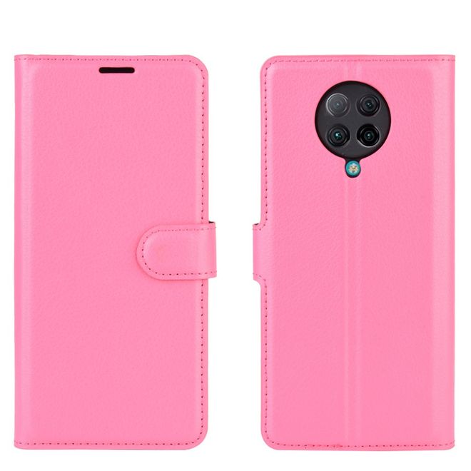 Xiaomi Poco F2 Pro Handy Hülle - Litchi Leder Bookcover Series - rosa