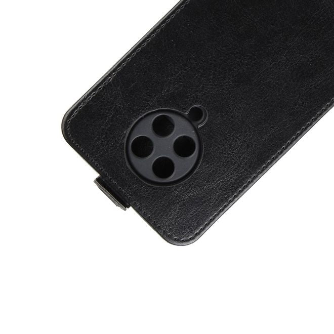 Xiaomi Poco F2 Pro Handyhülle - Crazy Horse Leder Flipcase - vertikal - schwarz
