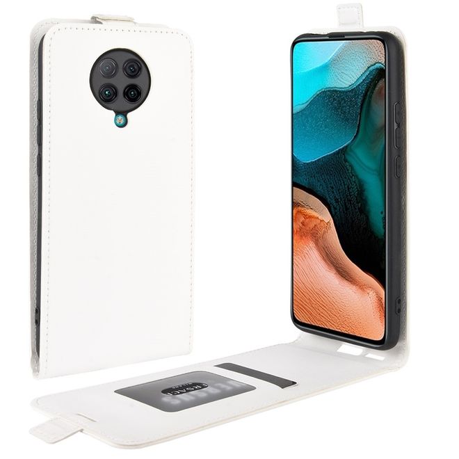 Xiaomi Poco F2 Pro Handyhülle - Crazy Horse Leder Flipcase - vertikal - weiss
