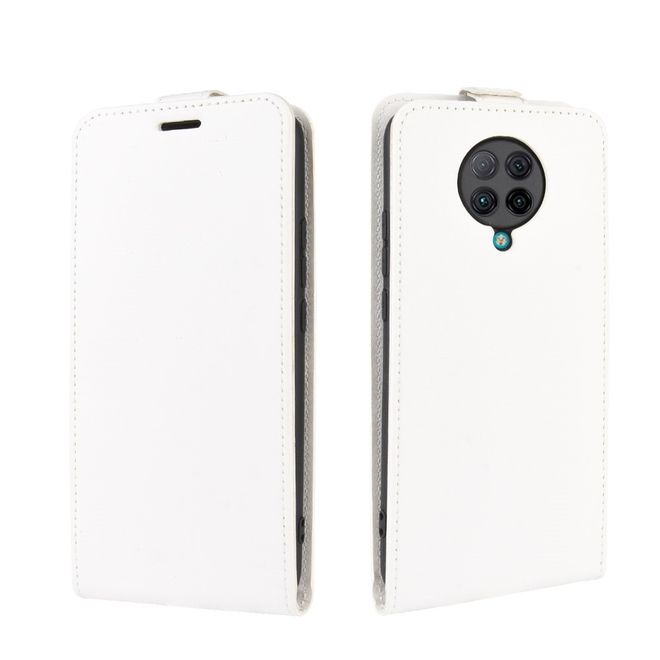Xiaomi Poco F2 Pro Handyhülle - Crazy Horse Leder Flipcase - vertikal - weiss
