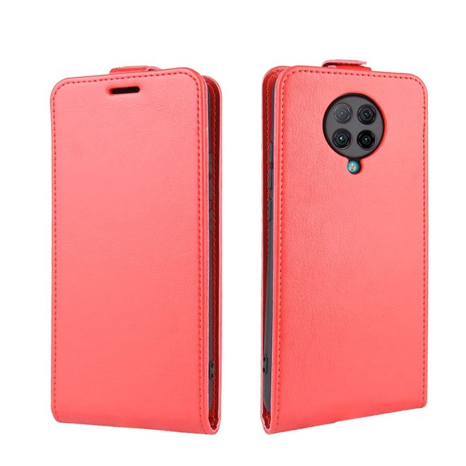 Xiaomi Poco F2 Pro Handyhülle - Crazy Horse Leder Flipcase - vertikal - rot